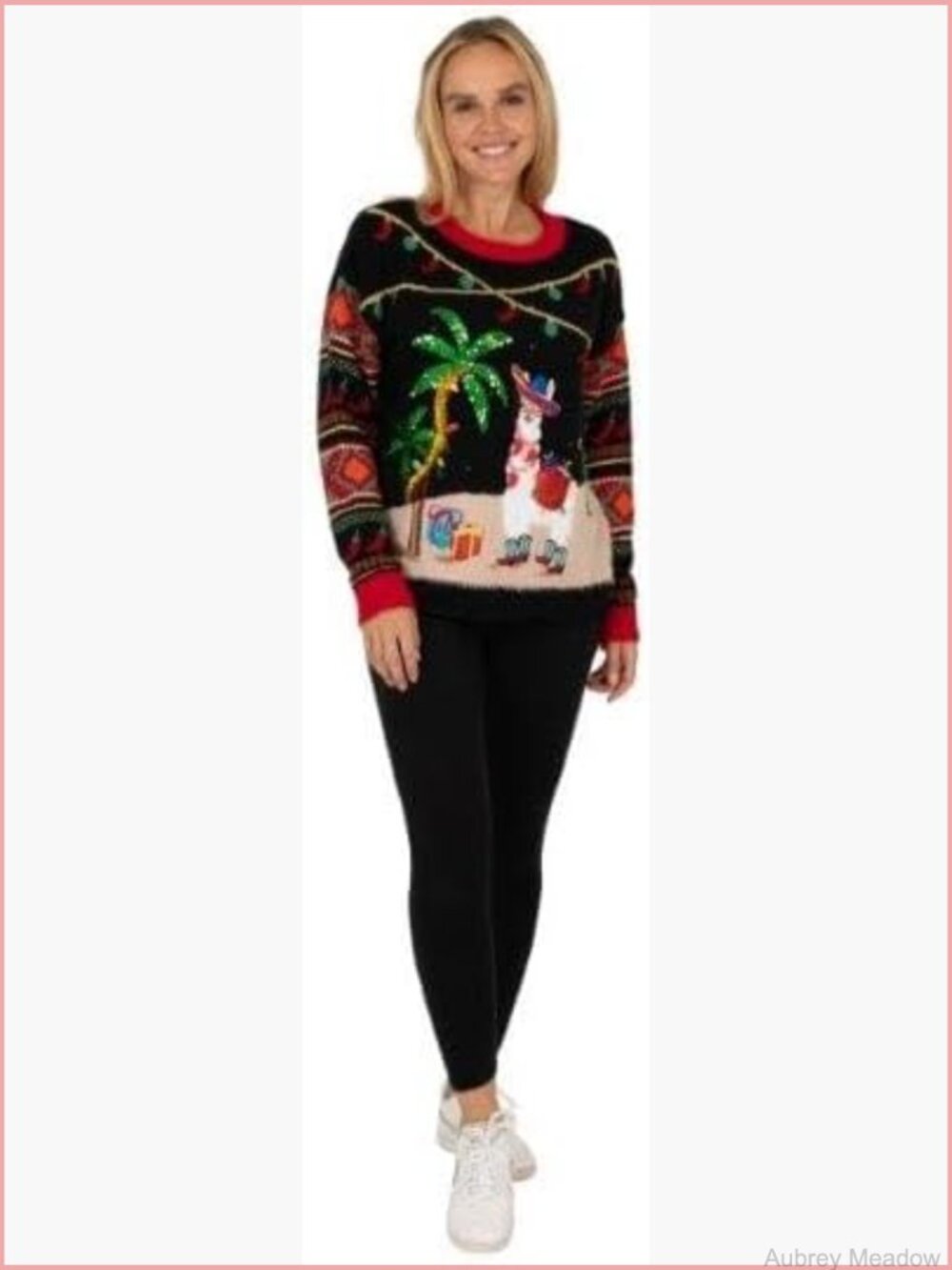 Crew Neck Long Sleeve Light Up Ugly Christmas Sweater